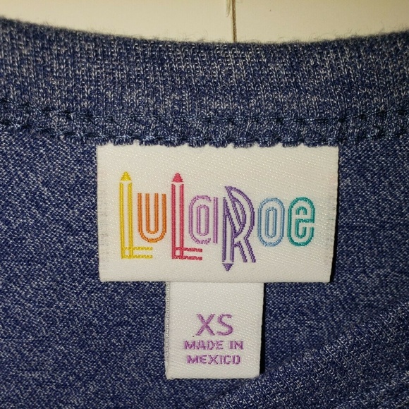 Lularoe XS Top Blue And Gray 3/4 Sleeve Womens - Picture 3 of 7